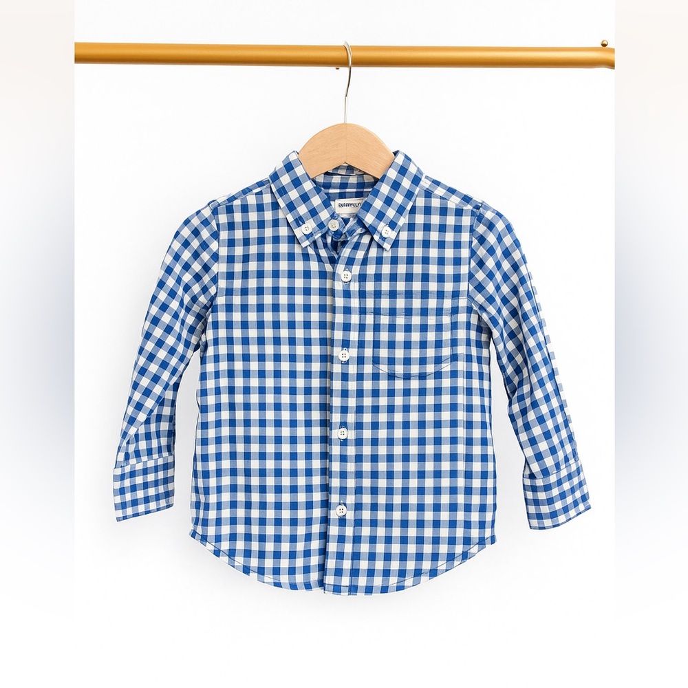 J. Crew Kids Blue and White Plaid Button Down Shirt